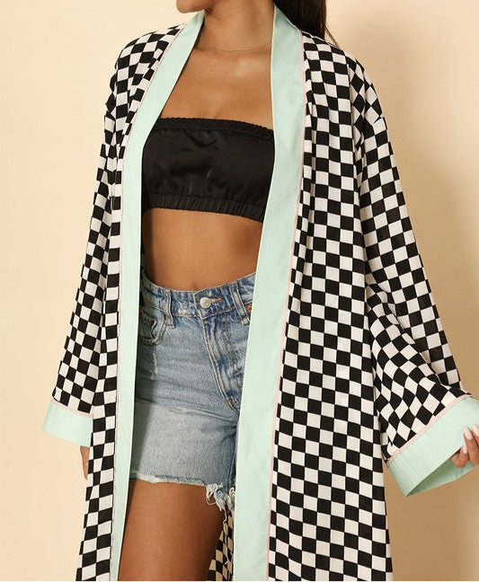 Checkered kimono