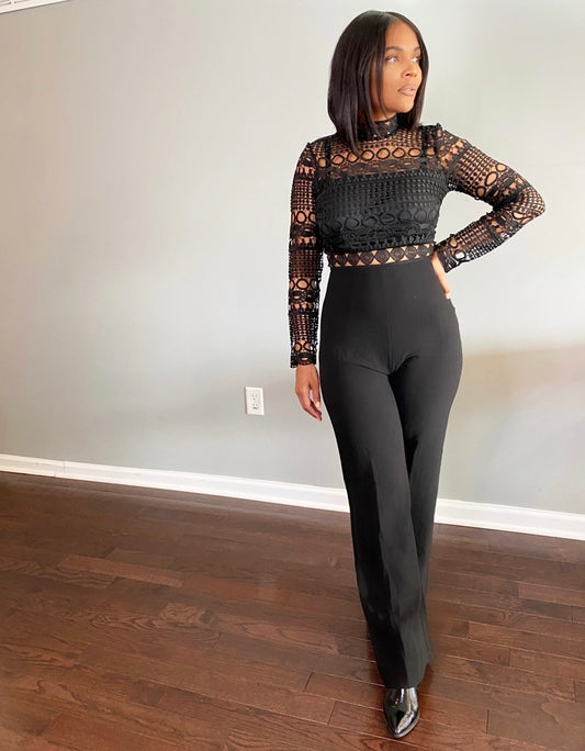 Cut out long sleeve jumpsuit